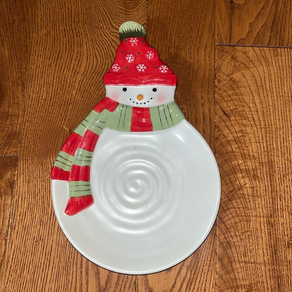 Hallmark snowman spoon rest cookie plate